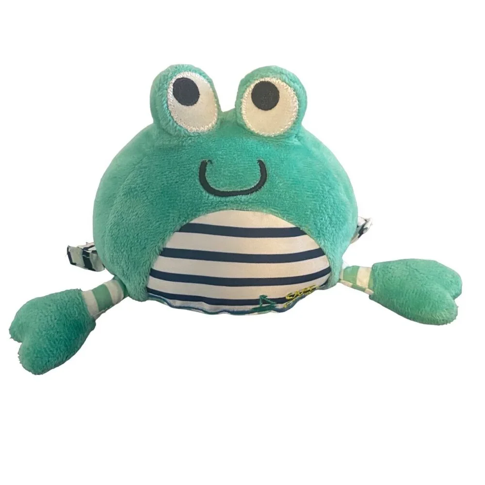 Carters Plush Crab Frog Captain Cutie Stuffed Animal Toy Stripes Green 4